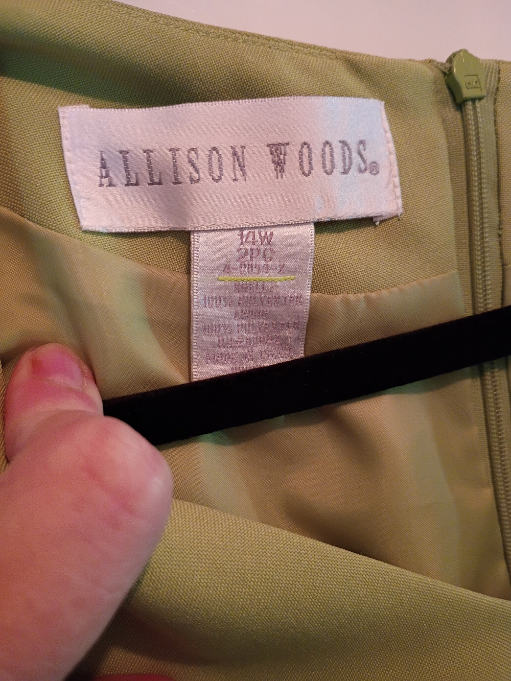 Vintage Allison Woods Green Dress, Missing Jacket - Picture 6 of 9